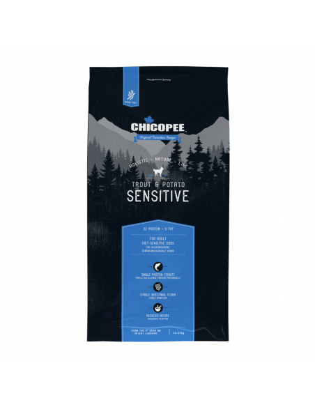 Chicopee Dog HNL Sensitive за кучета с чувствителен стомах, пъстърва и картофи, 12кг