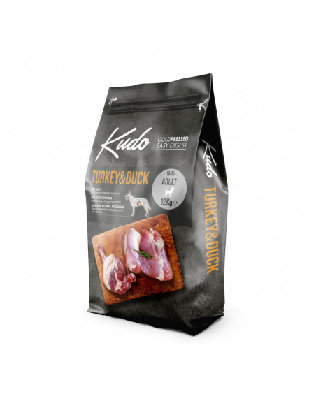 Kudo Low Grain Turkey / Duck Mini Adult 12 Kg - за мини породи над 1 год. (тъмно жълт)