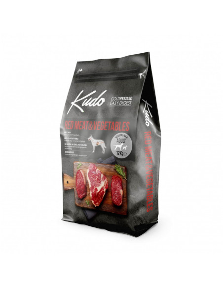 Kudo Low Grain Red Meat / Vegetables Medium-Maxi Adult 12 Kg - за средни/едри породи над 1 год (червен)