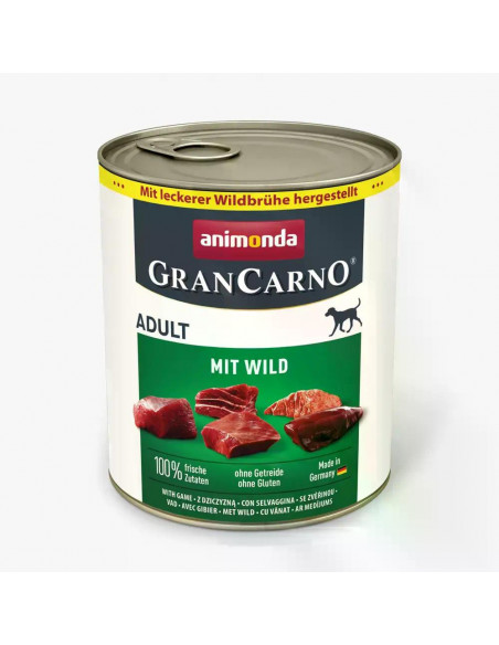 GranCarno Dog Adult консервирана храна за кучета с дивечово месо, 800 г