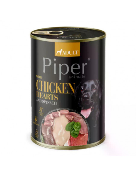 Piper Adult Dog храна за кучета с пилешки сърца, кафяв ориз и спанак, 400 г