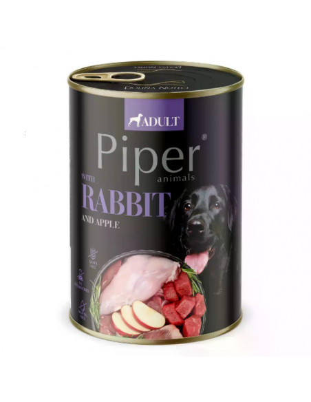 Piper Adult Dog – консервирана храна за кучета със заешко месо и ябълки, 400 г