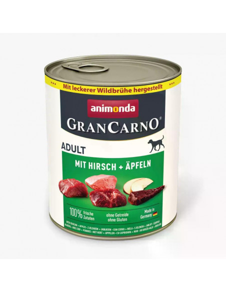 GranCarno Dog Adult консервирана храна за кучета с еленско месо и ябълки, 400 г