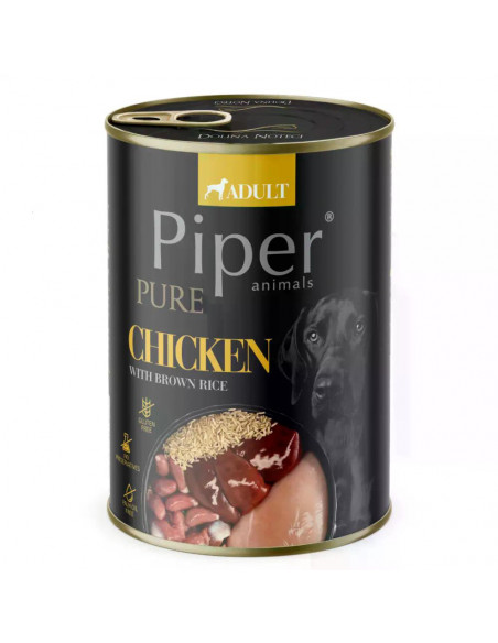 Piper Pure Dog Adult храна за кучета с пилешко и кафяв ориз, 400 г