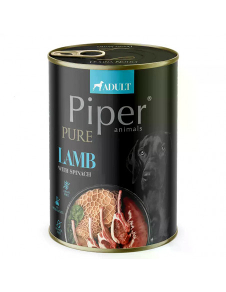 PIPER PURE Dog Adult храна за кучета с агне и спанак, 400 г