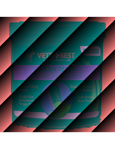 Vets Best Clean Teeth Finger Pads 50 бр дентални кърпички за почистване на зъби, аромат на мента