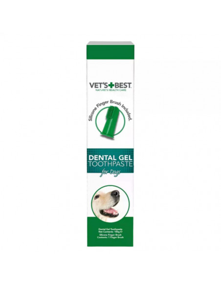 Vet-Best Dental Gel – гел за зъби/паста за зъби за кучета + силиконова четка за зъби, 100 г