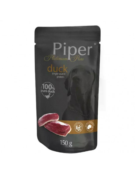 Piper Platinum Pure Dog Adult - консервирана храна за кучета, патешко, 150 г / 10 бр. СТЕК