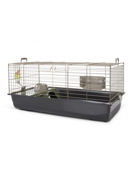Клетка за зайчета Nero 3 De Lux Happy Planet 100x50x45см, топло сиво/черно