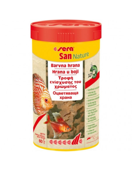 sera San Nature 100 мл - натурална храна за оцветяване на всички рибки