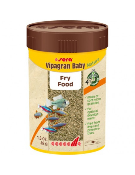 sera Vipagran Baby Nature 50 мл - основна храна за млади рибки от средния слой