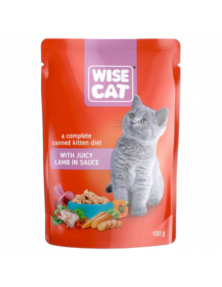WISE CAT пауч за малки котенца парченца агнешко в сос 24х100 г