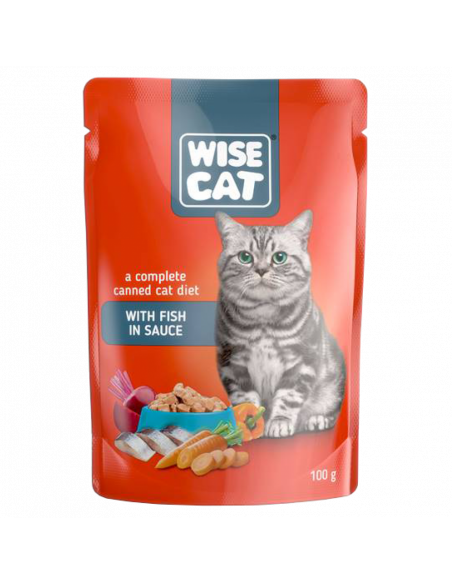 WISE CAT пауч за котки парченца риба в сос 24х100 г