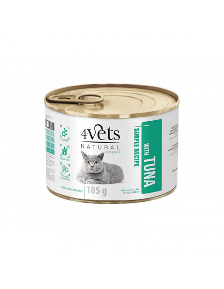 4Vets Cat Natural консервирана храна за котки с риба тон, 185 г