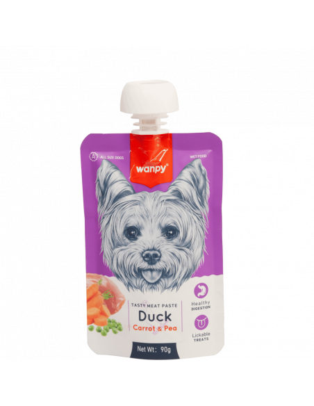 Wanpy Tasty Dog - месна паста патица, морков и грах, 90 г