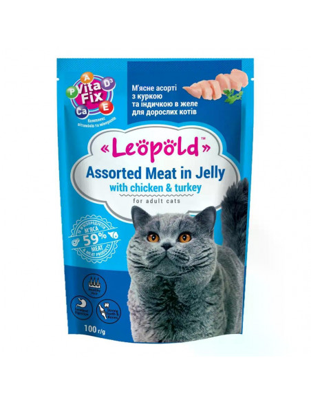Leopold Cat пауч за котки с пиле и пуйка, 24х100 г