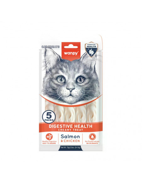 Wanpy Cat Digestive Health кремообразно лакомство за добро храносмилане, 5х14 г