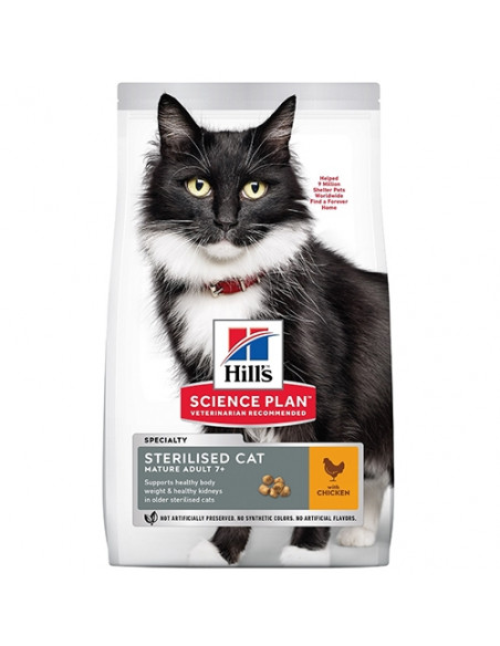 Hills Science Plan Feline Mature Adult Sterilised Chicken - кастрирани котки над 7год. с пиле - 1,5 kg