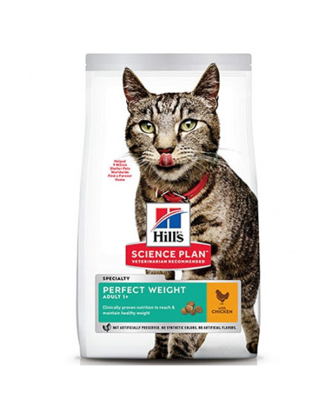 Hills Science Plan Feline Adult Perfect Weight Chicken 1,5 kg – За намаляване и поддържане на теглото при котки над 1 година 