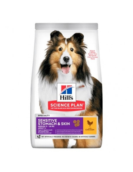 Hills Science Plan Canine Adult Sensitive Stomach - Skin - Пълноценна суха за кучета в зряла възраст с чувствителни стомах и 