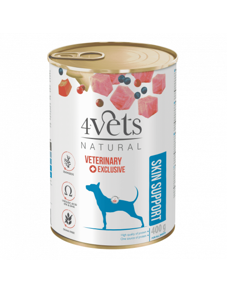 4Vets Dog Natural Skin Support консервирана храна за кучета, при кожни проблеми, 400 г