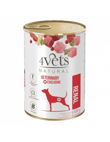 4Vets Dog Natural Kidney Support - консервирана храна за кучета, при проблеми с бъбреците, 400 г