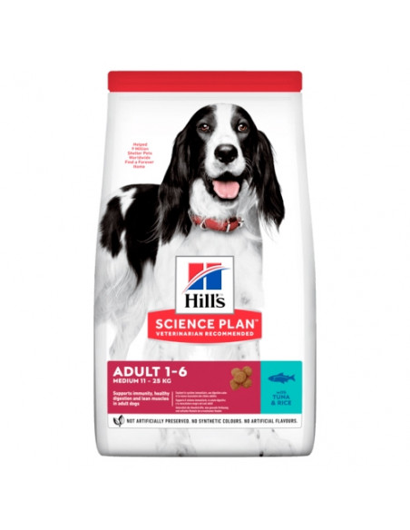 Hills Science Plan Canine Adult Medium Tuna - Rice - Пълноценна суха за кучета от средни породи с риба тон - 2.5 кг