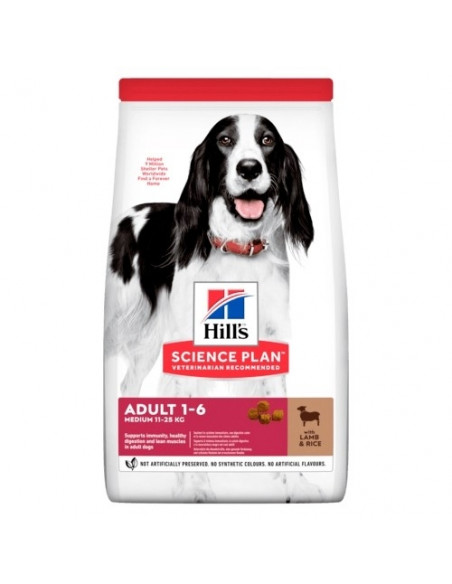 Hills Science Plan Canine Adult Medium Lamb - Пълноценна суха кучета от средните породи с агнешко - 2,5 кг.