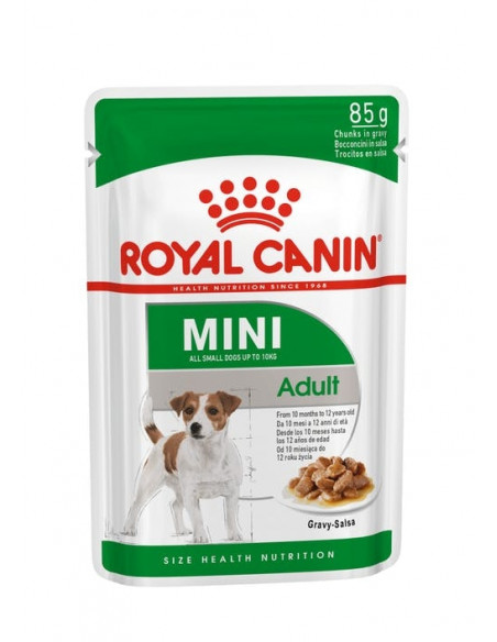 Royal Canin MINI ADULT POUCH 12x85g - Пълноценна храна за кучета в зряла възраст от дребните породи (от 1 до 10кг.) - oт 10 м