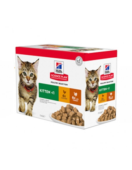 Hills Science Plan Kitten Poultry Selection пауч за коте различни вкусове 12 бр. x 85 гр.
