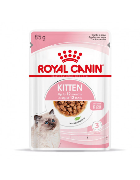 ROYAL CANIN KITTEN in GRAVY 12x85g - мокра храна със сос в пауч за подрастващи котенца до 12 месеца