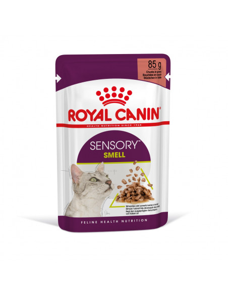 Royal Canin Sensory Smell in Gravy - пълноценна мокра храна със сос в пауч за котки в зряла възраст над 1 година - 12x85 гр