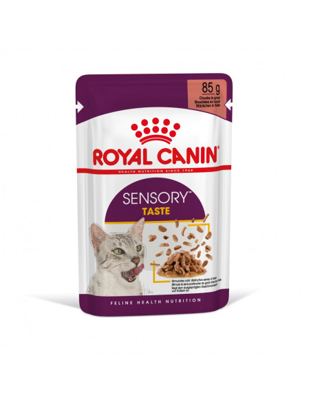 Royal Canin Sensory Taste in Gravy - пълноценна мокра храна със сос в пауч за котки в зряла възраст над 1 година - 12x85 гр