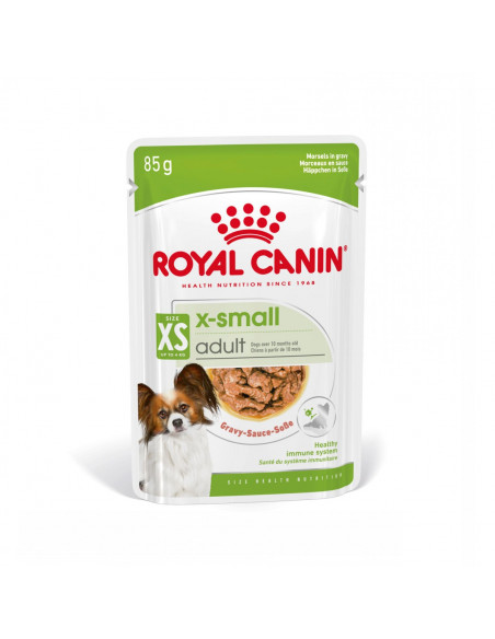 Royal Canin X Small Adult Pouch Gravy Sauce - Пълноценна мокра храна в пауч за кучета в зряла възраст от много дребни породи 