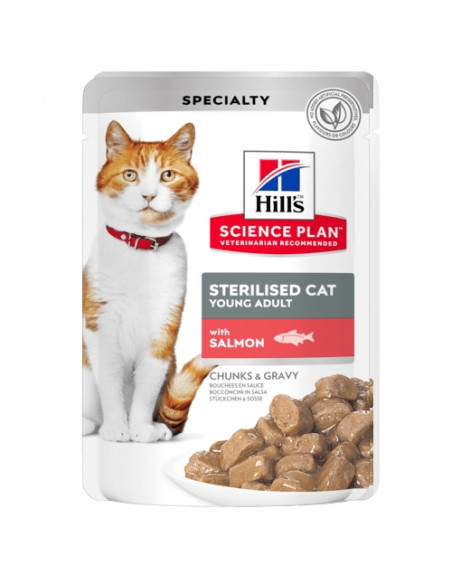 Hills Science Plan Feline Young Adult Sterilised FISH - паучове с риба - малки късчета в сос Грейви за млади кастрирани котки