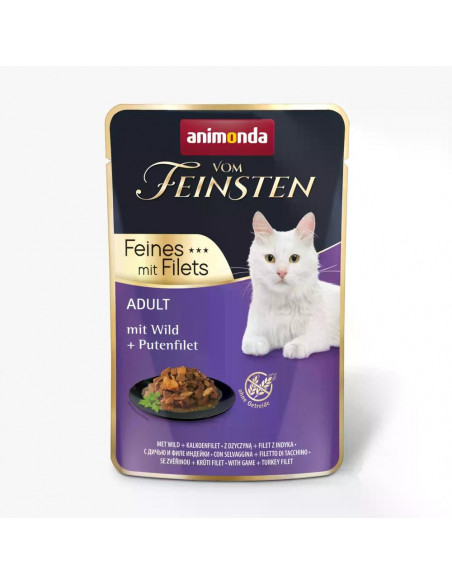 Vom Feinsten Cat - пауч с дивеч и с пуешко филе, 85 г