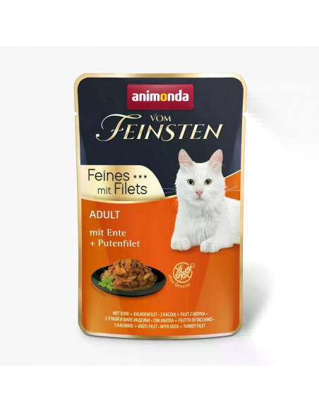 Vom Feinsten Cat - пауч с патица и с пуешко филе, 85 г