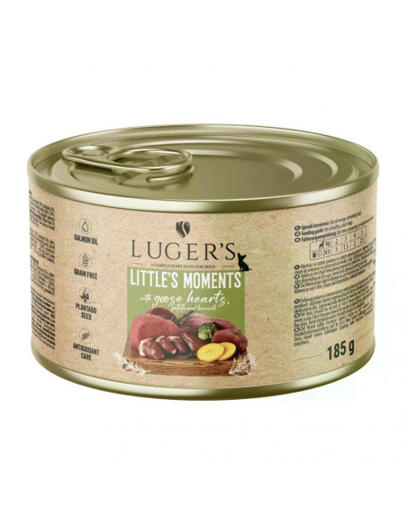 Lugers Dog храна за дребни породи кучета с гъши сърца, 185 г, 6 бр./стек