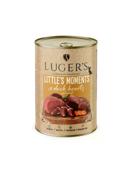 Lugers Dog храна за дребни породи кучета с патешки сърца, 400 г, 6 бр./стек