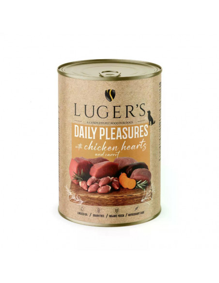 Lugers Dog храна за кучета с пилешки сърца, 400 г, 6 бр./стек