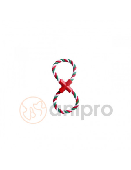 anipro Играчка въже осмица бяло/зелено/червено 28 см, 110-120 г