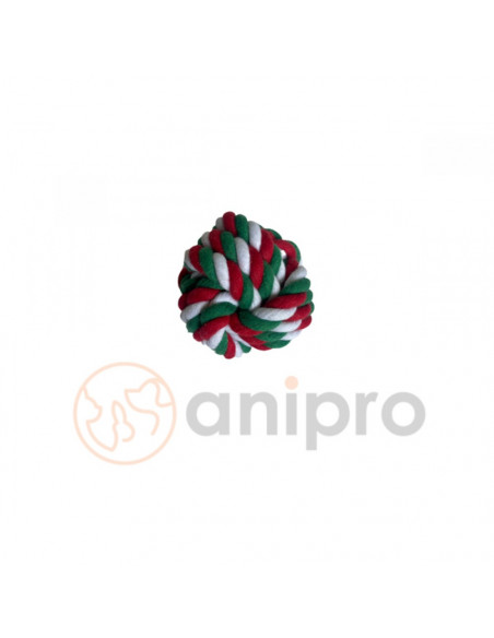 anipro Играчка въже топка бяло/зелено/червено 8 см, 100-110 г