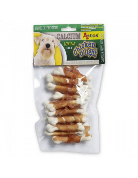 Antos Calcium Chicken Dlight кокалчета обвити с пилешко месо, 100гр