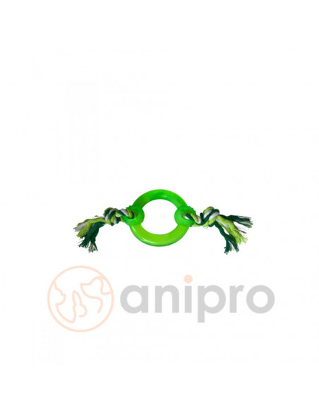 anipro Играчка въже с PVC кръг бяло/зелено 30 см, 115-125 г