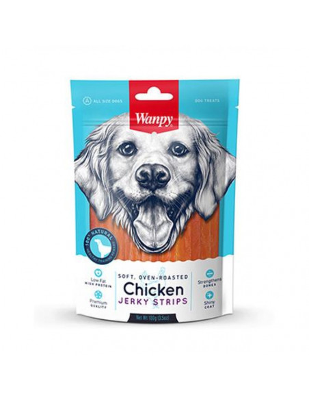 Wanpy Soft Chicken Jerky Strips 100 г - премиум клас меко пилешко филе на ленти, печено на фурна