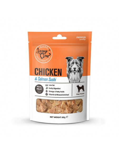 Jerky Time Chicken-Salmon Bites 80g - лакомство за куче с пиле и сьомга