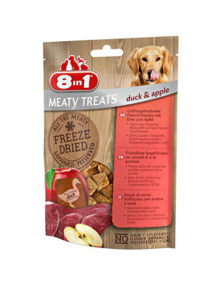 8in1 MEATY FREATS - Замразено беззърнено допълващо лакомство за кучета с патешко месо и ябълки