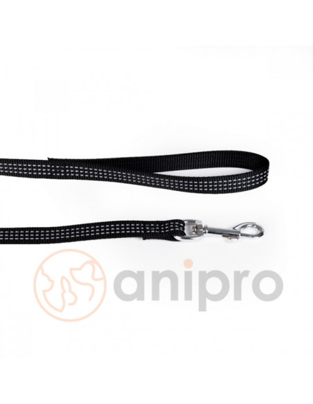 anipro Sport+ повод от лента със светлоотразителни нишки, 10мм/120см черен