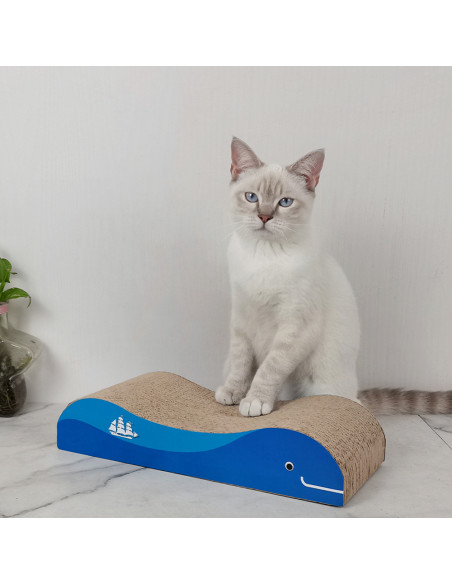 anipro Драскалка за котки синя, с десен рибка, 36х15х7 см