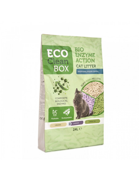 Eco Clean Box Тофу котешка тоалетна с био ензими ЛАВАНДУЛА, 10кг / 24л